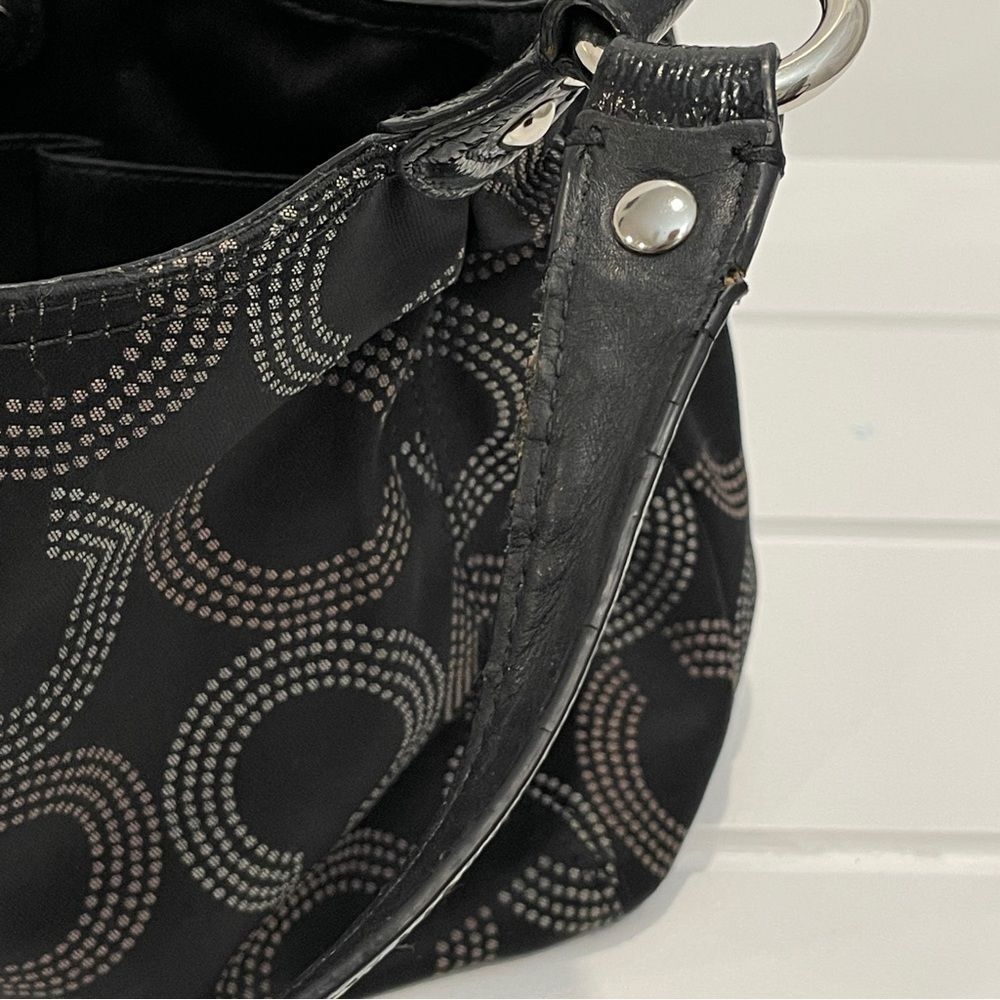 Coach Ashley Triple Compartment Dotted OP Art Hobo Tote Handbag Bag Black F21920 - Picture 13 of 16